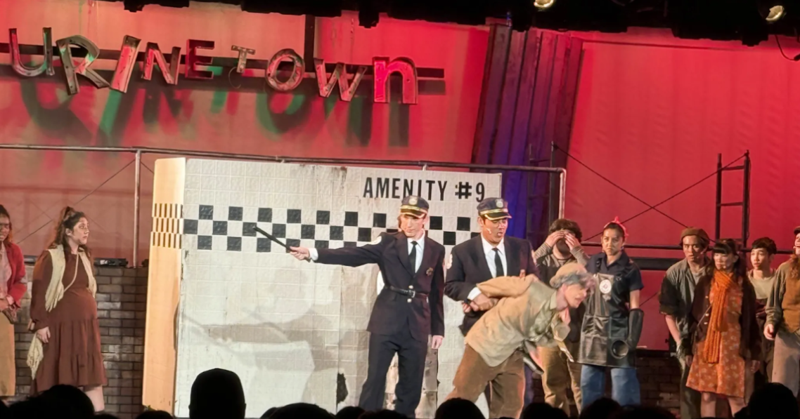 Officer Lockstock and Officer Barrel, played by juniors Ryan Perry and John Luna respectively, apprehend criminal Old Man Strong, played by senior Lucas Whittaker. Photo taken by Zion Borriboonratana.