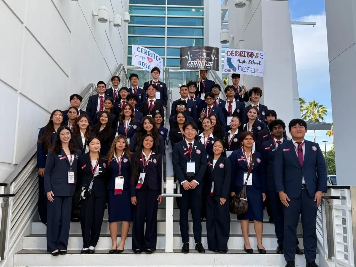 HOSA students stand together outside of the Ontario Conference Center. Photo taken by teacher Mr. Paul Park.